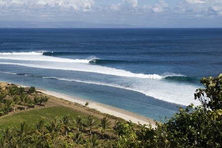 waves breaking at lombok islan,indonesiaの写真素材