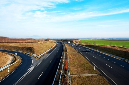 Four-lane motorway leads across the country at Lake Balaton,Hungary