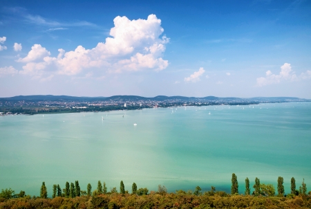 View to Lake Balaton,Hungaryの写真素材