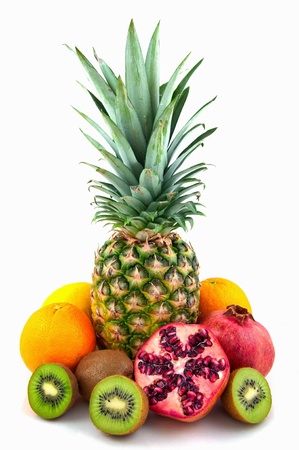 Exotic fruits isolated on white backgroundの写真素材