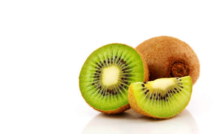 Kiwi fruit isolated on white backgroundの写真素材