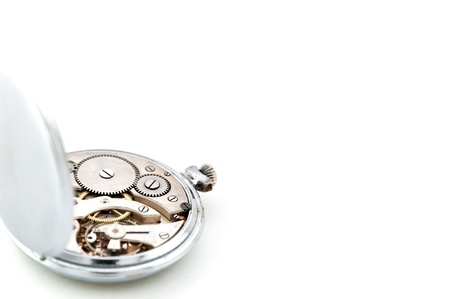 Pocket watch inside on white background