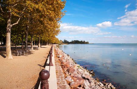 Promenade at Lake Balaton, Hungaryの写真素材