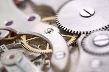 The mechanism of an old watch close-up の写真素材