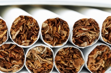 Macro of a pile of cigarettesの写真素材