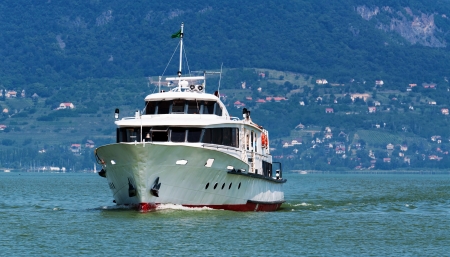 Passenger ship on Lake Balaton, Hungaryの写真素材