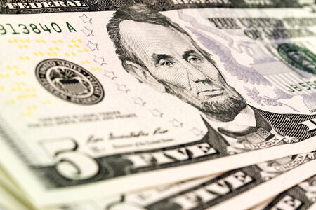 New five dollars macroの写真素材