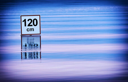 Deep water warning at Lake Balatonの写真素材