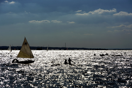 Lake Balaton in summer time ( silhouette ), Hungaryの写真素材