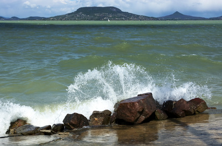 Stormy Lake Balaton, Hungary ( Fonyod )の写真素材