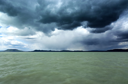 Stormy Lake Balaton, Hungaryの写真素材