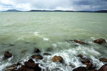 Stormy Lake Balaton, Hungaryの写真素材