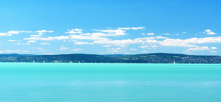 Summer landscape of Lake Balaton, Hungary (Balatonvilagos)の写真素材