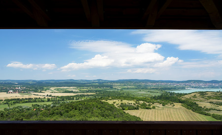 View to Lake Balaton from Tihany peninsula, Hungaryの写真素材