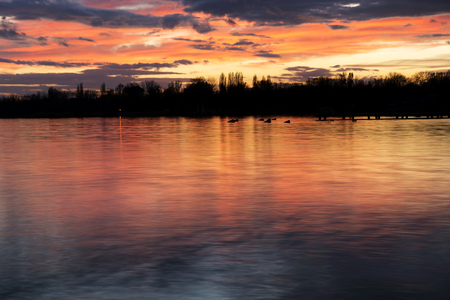 Sunset at Lake Balaton, Hungaryの写真素材