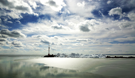 Lake Balaton in winter time, Hungary (Szigliget)の写真素材