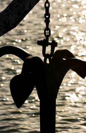 Barge anchor at Lake Balaton, Hungaryの写真素材