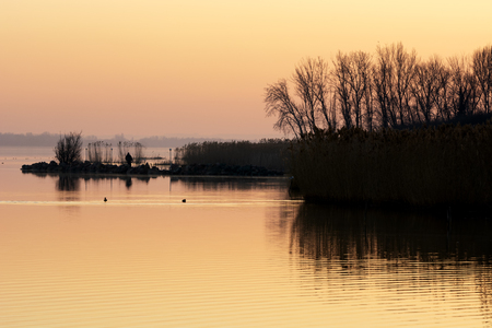 Sunset at Lake Balaton, Hungaryの写真素材