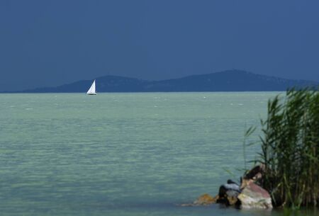Stormy day at Lake Balaton, Hungaryの写真素材