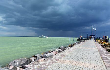 Stormy day at Lake Balaton, Hungaryの写真素材