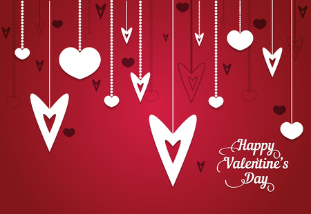 Valentine's Day vintage hand drawing background with different heartsのイラスト素材