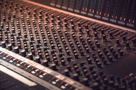 Sound recording equipment. Music mixer controls. Soft photoの写真素材