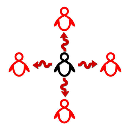 The symbol of the spread of the virus is unable to find the source.の写真素材