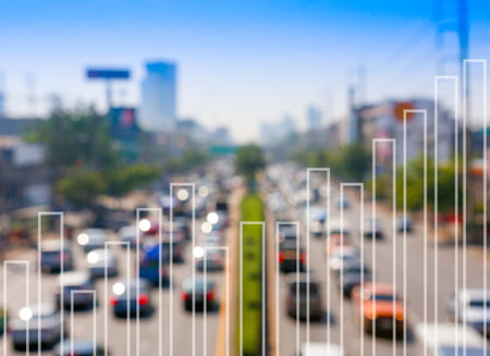 Increase the number of cars on the road. or Growth rate of automotive business concept.の写真素材