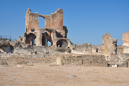 Archaeological site of the Roman Villa of the Quintiles. View of the two main buildingsの写真素材