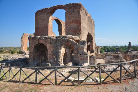 Roman Archaeological Site of the Quintiles, Rome, Via Appia Antica with building reviewの写真素材