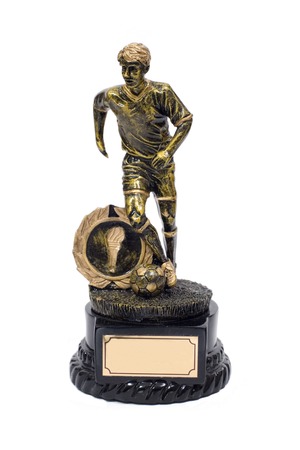 A soocer trophy, with space for dedicationの写真素材