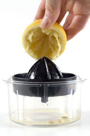 freshly squeezed lemon and juicerの写真素材