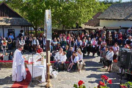 Easter Holy Mass in an old traditional village - Holloko, Hungary country