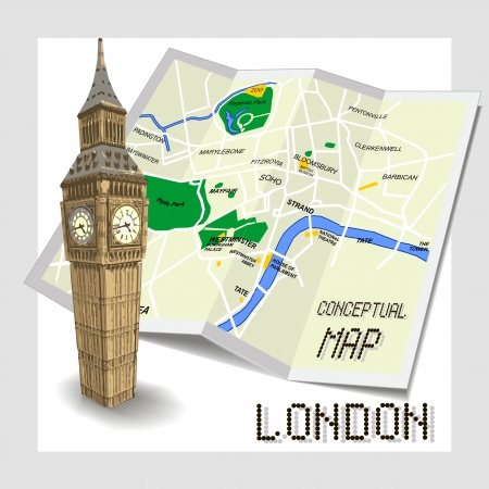 Conceptual tourist map of Londonのイラスト素材