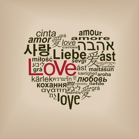 World languages of word love forming a heart shapeのイラスト素材
