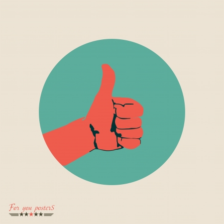 Modern flat banner with hand showing thumbs up (Human hand giving ok )のイラスト素材