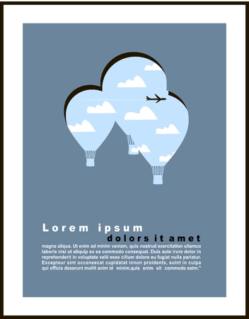 Hot air balloons in the sky, on a blue backgroundのイラスト素材