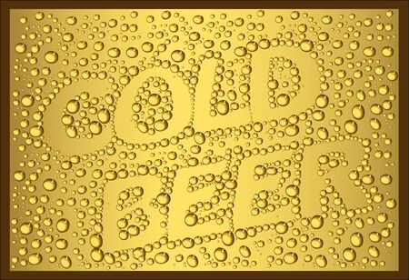 Beer vector poster. Appetizing inscription from misted drops - cold beerのイラスト素材