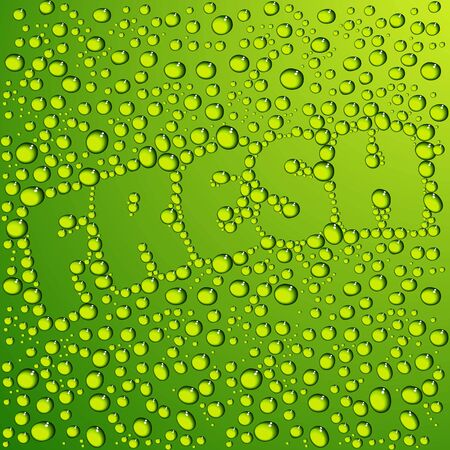 Green background, inscription of fresh steamed dropsのイラスト素材
