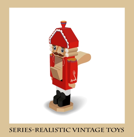 Wooden Nutcracker, Series-Realistic vintage toysのイラスト素材