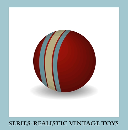 Red rubber ball-Series Realistic vintage toysのイラスト素材