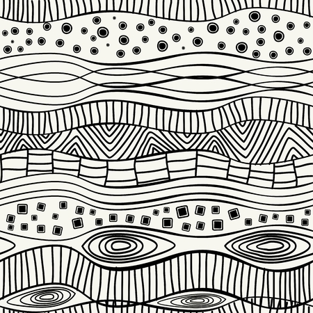 Trendy hipster  Black and white ethnic seamless patternのイラスト素材