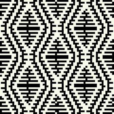 Trendy hipster  Black and white pixel seamless patternのイラスト素材