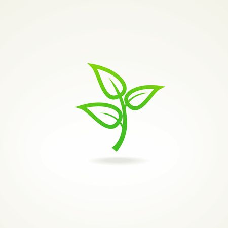 Green sprig with three leafs ecology emblem  のイラスト素材
