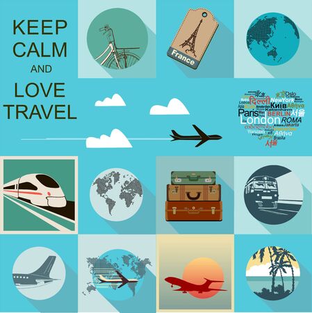 Flat design travel illustration vector setのイラスト素材