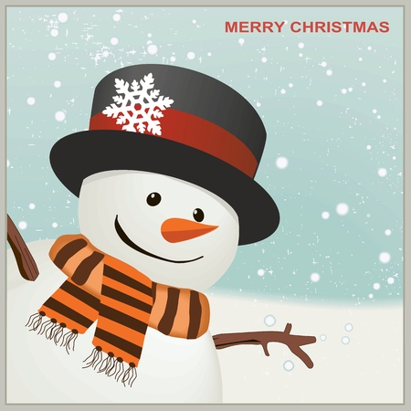 Christmas Snowman with hat and striped scarfのイラスト素材