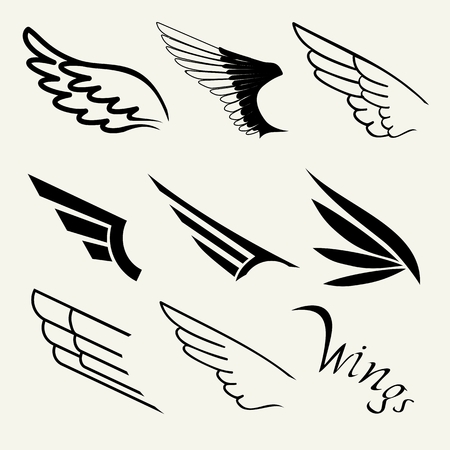 Wings set on white background, vectorのイラスト素材