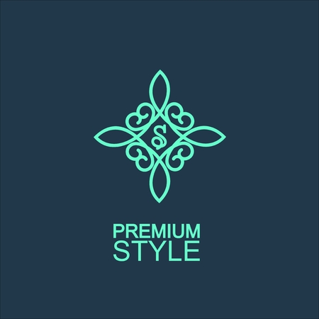 Stylish and graceful floral monogram design , Elegant line art logo design, vector templateのイラスト素材
