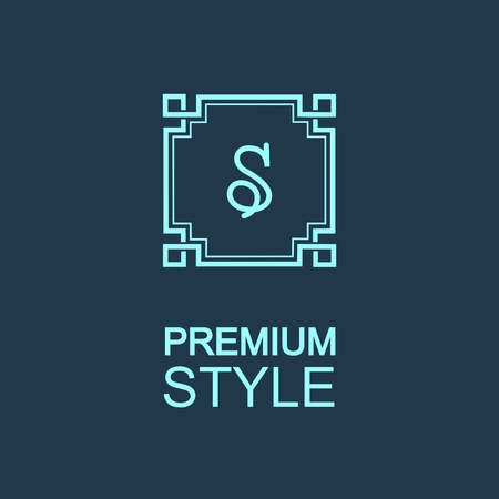 Stylish  graceful monogram , Elegant line art icon design in Art Nouveau styleのイラスト素材
