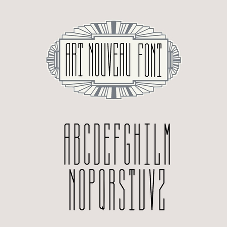 Stylish  graceful monogram , Elegant line art icon design in Art Nouveau style and a set of  letters .のイラスト素材